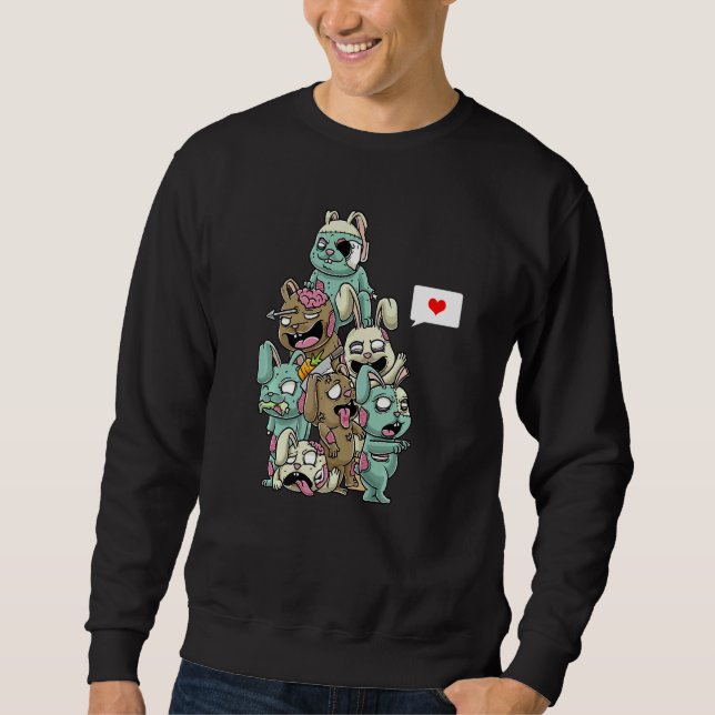 Zombie Rabbit Scary Halloween Bunny Sweatshirt (Front)