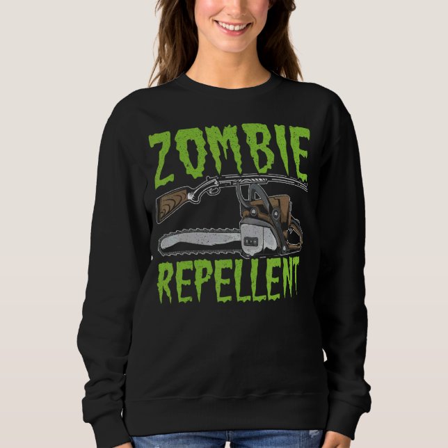 Zombie Repellent Happy Halloween Trick Or Treating Sweatshirt (Front)