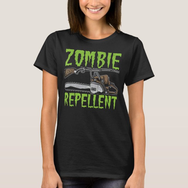 Zombie Repellent Happy Halloween Trick Or Treating T-Shirt (Front)