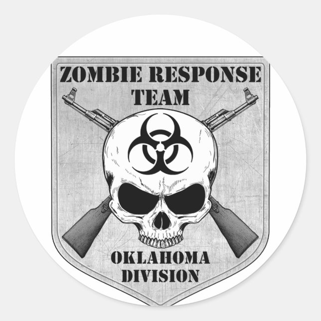 Zombie Response Team: Oklahoma Division Classic Round Sticker (Front)