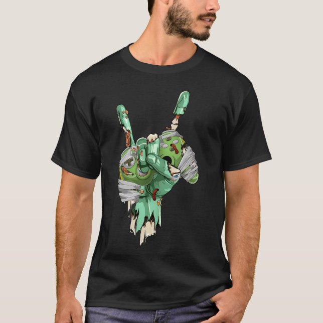 Zombie Rock Hand Holding Mummy Gaming Controller g T-Shirt (Front)