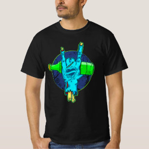 Zombie Rock On Hand with Tattoo Holding Beer T-Shi T-Shirt