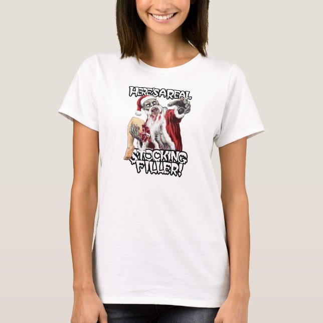 Zombie Santa Christmas Horror T-Shirt (Front)