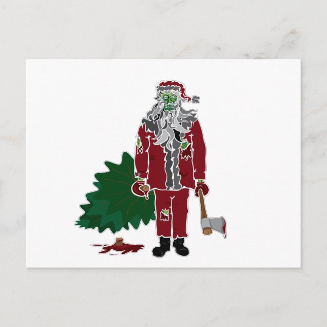 Zombie Santa Claus Holiday Postcard (Front)