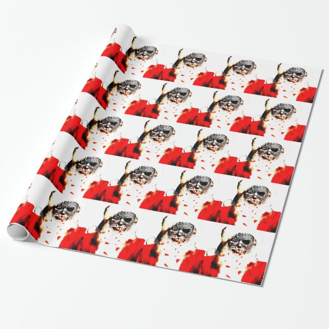 Zombie Santa Gift Wrap (Unrolled)