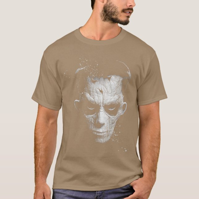 Zombie Scary Hieroglyphic Face Undead Horror Gothi T-Shirt (Front)