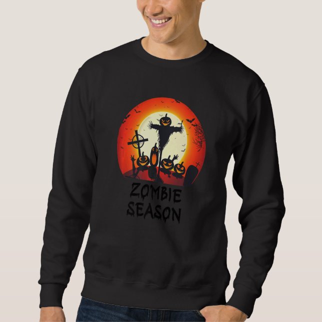 Zombie Season Moonlit Scary Graveyard  Kids Boys A Sweatshirt (Front)