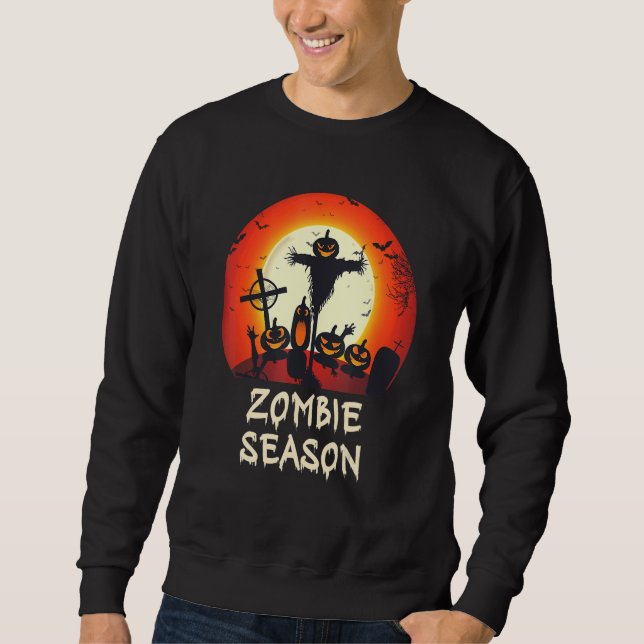 Zombie Season Moonlit Scary Graveyard  Kids Boys A Sweatshirt (Front)