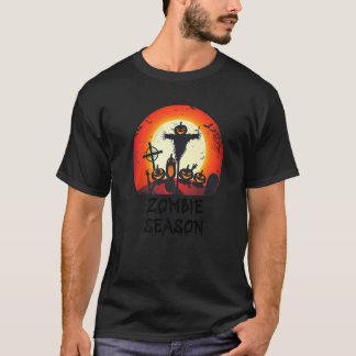 Zombie Season Moonlit Scary Graveyard Kids Boys A T-Shirt