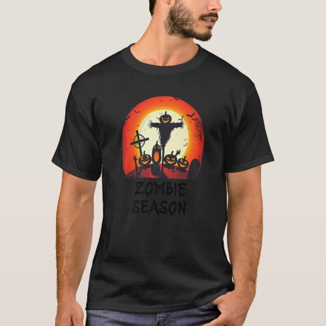 Zombie Season Moonlit Scary Graveyard  Kids Boys A T-Shirt (Front)