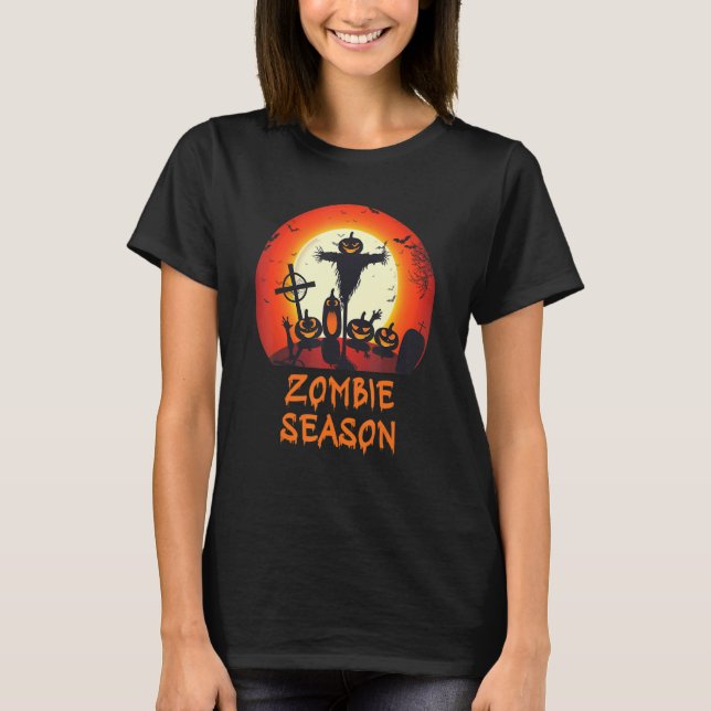 Zombie Season Moonlit Scary Graveyard  Kids Boys A T-Shirt (Front)