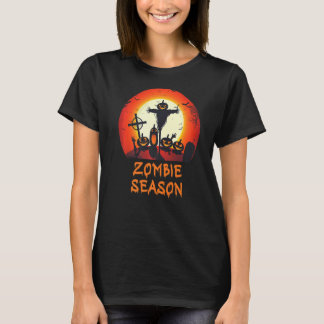 Zombie Season Moonlit Scary Graveyard Kids Boys A T-Shirt