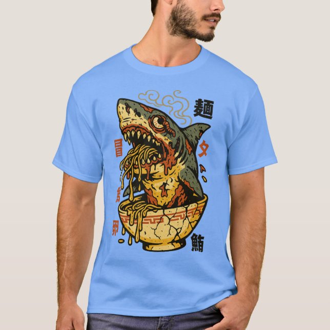 Zombie Shark Monster Ramen – Creepy Japanese Food  T-Shirt (Front)