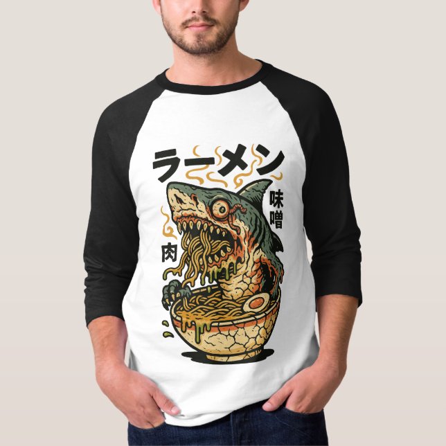 Zombie Shark Ramen – Creepy Horror Japanese Food A T-Shirt (Front)