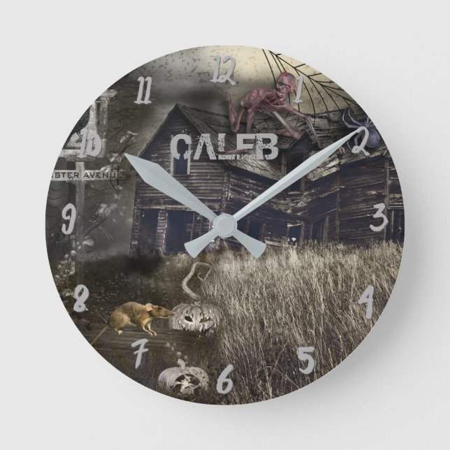 Zombie Sinister Halloween Horror Personalised Round Clock (Front)