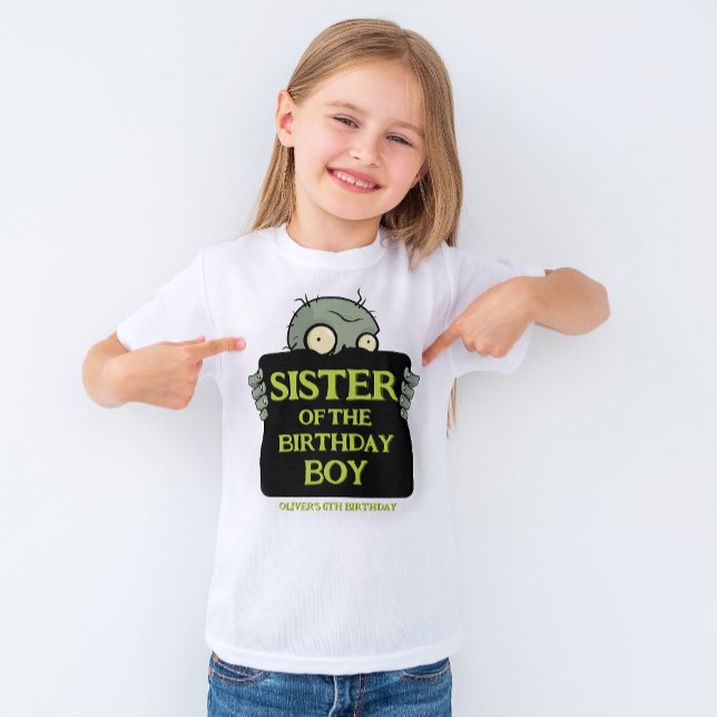 Zombie Sister of the Birthday Boy Funny Monsters  T-Shirt (Creator Uploaded)