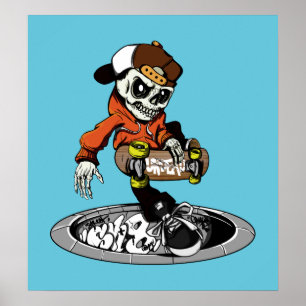 Zombie Skater custom colour poster