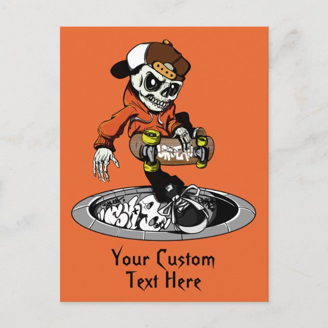 Zombie Skater custom text & colour postcard (Front)