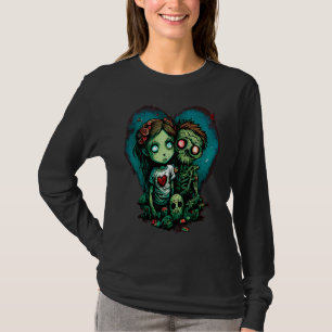 Zombie Skeleton Apocalypse Couple  Horror Valentin T-Shirt