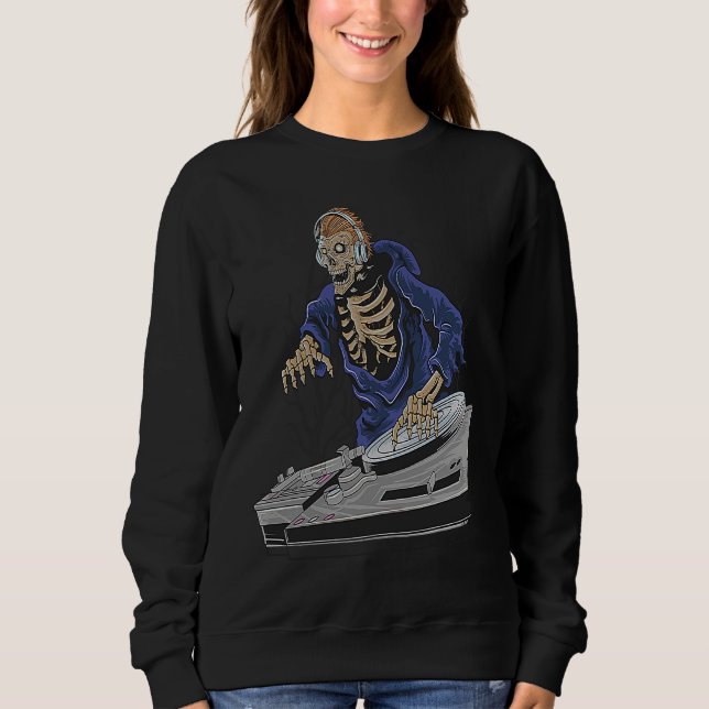 Zombie Skeleton Halloween DJ Sweatshirt (Front)