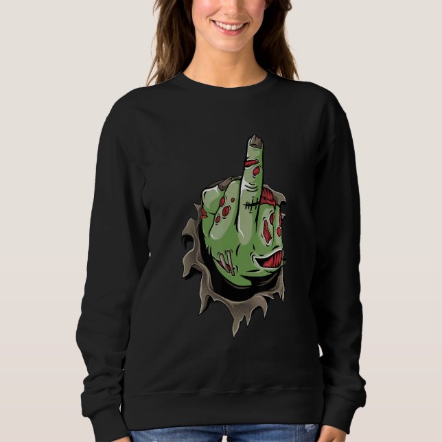 Zombie Skeleton Middle Finger hands Costume Hallow Sweatshirt (Front)