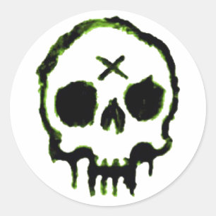 Zombie Skull Classic Round Sticker