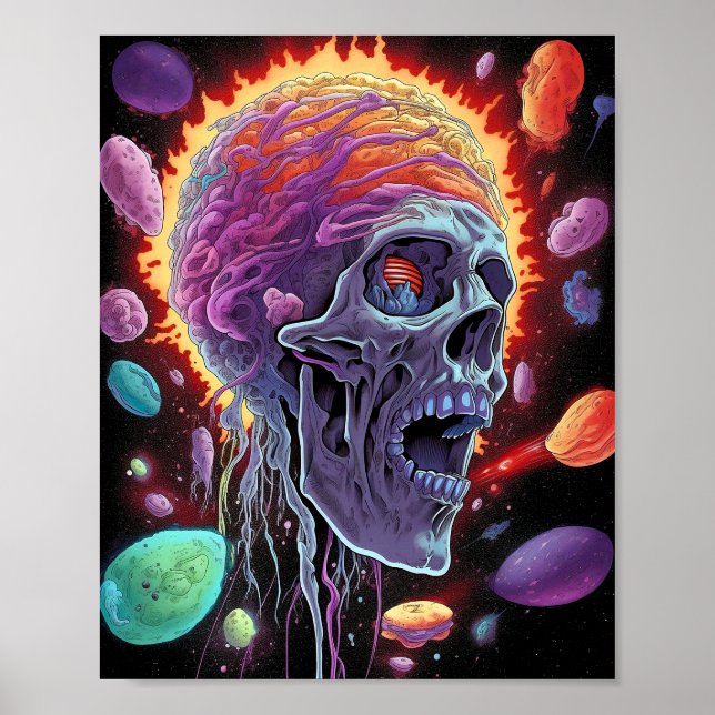 Zombie Skull Creature Sci-fi Horror Art Poster (Front)