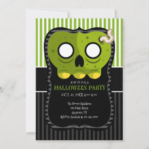 Zombie Skull Halloween Party Invitation