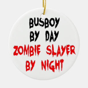 Zombie Slayer Busboy Ceramic Tree Decoration