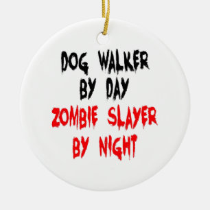 Zombie Slayer Dog Walker Ceramic Tree Decoration