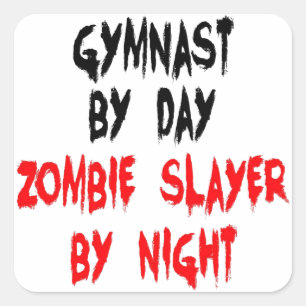 Zombie Slayer Gymnast Square Sticker