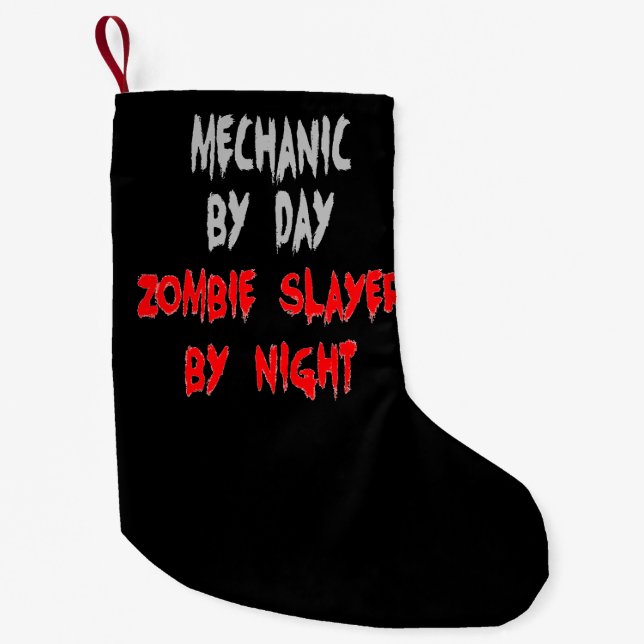 Zombie Slayer Mechanic Small Christmas Stocking (Front)