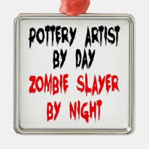 Zombie Slayer Pottery Artist Metal Tree Decoration