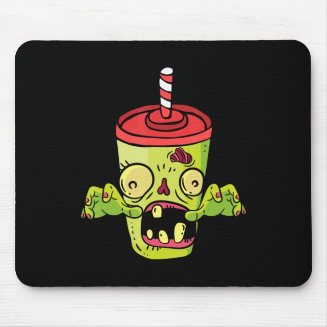 Zombie Soda Cup Halloween Monster Retro Horror Mouse Pad (Front)
