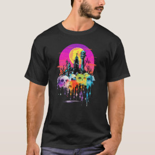 Zombie Spectre Skull Scary Cemetery Goth Colour Sp T-Shirt