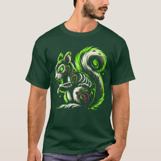 Zombie Squirrel Dark Halloween Horror Skeleton Cre T-Shirt