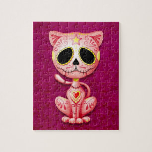 Zombie Sugar Kitten, pink Jigsaw Puzzle