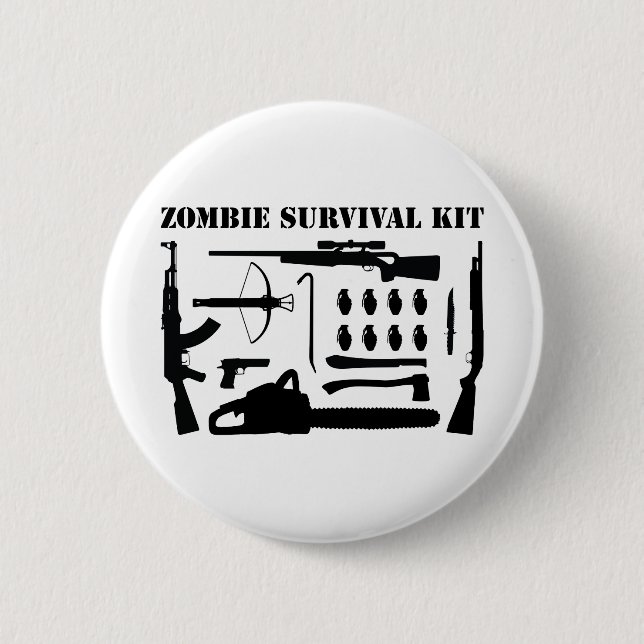 Zombie Survival Kit 6 Cm Round Badge (Front)