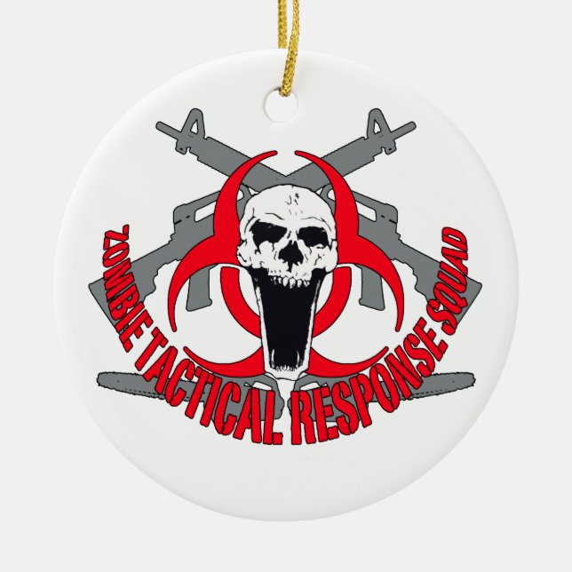 Zombie tactical red ceramic tree decoration (Front)