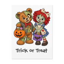 Zombie Teddy Bear & Raggedy Ann Trick or Treating