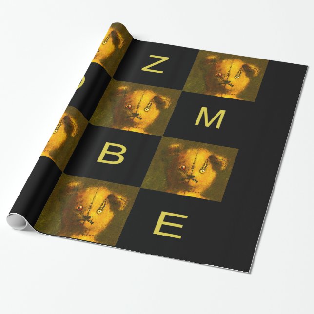 Zombie Teddy Wrapping Paper (Unrolled)