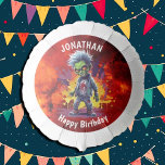zombie-themed boy birhday balloon<br><div class="desc">zombie-themed boy birhday Balloon Fiery Zombie personalised plates for a little boy. Click the "Customise it!" button to change the text size, text colour, font style and more! If this product has the option to transfer the design to another item, please make sure to adjust the design to fit if...</div>