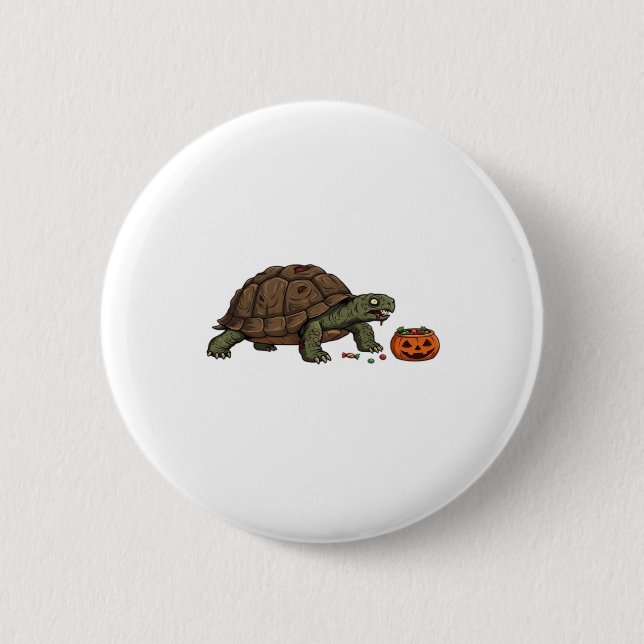 Zombie Turtle Candy Crawl - Spooky Slow Halloween  6 Cm Round Badge (Front)