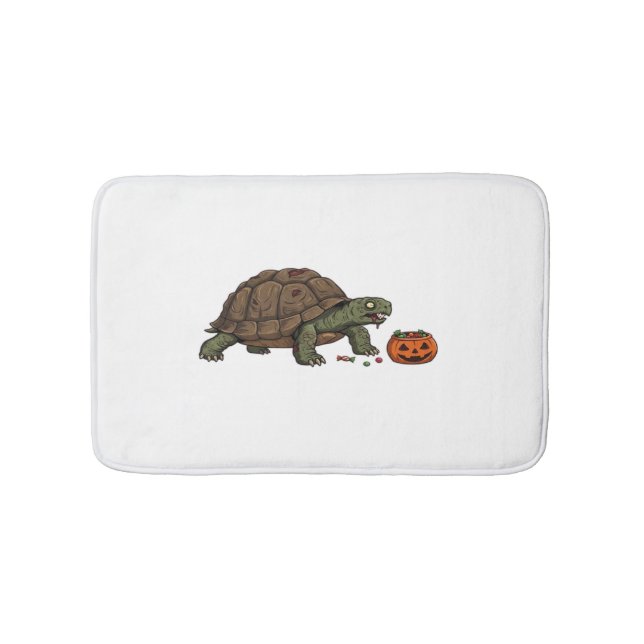 Zombie Turtle Candy Crawl - Spooky Slow Halloween  Bath Mat (Front)