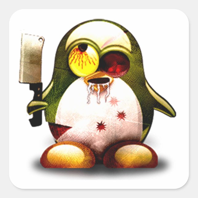 Zombie Tux (Linux Tux) Square Sticker (Front)