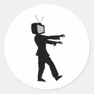 Zombie TV Guy by Chillee Wilson Classic Round Sticker