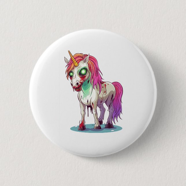  Zombie Unicorn 6 Cm Round Badge (Front)