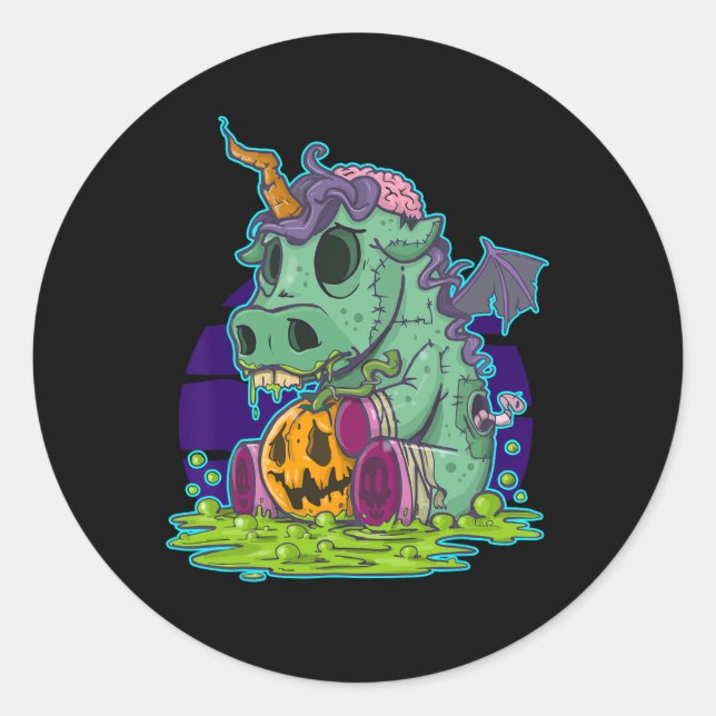Zombie Unicorn Halloween Costume Ghost-Mummy  Classic Round Sticker (Front)