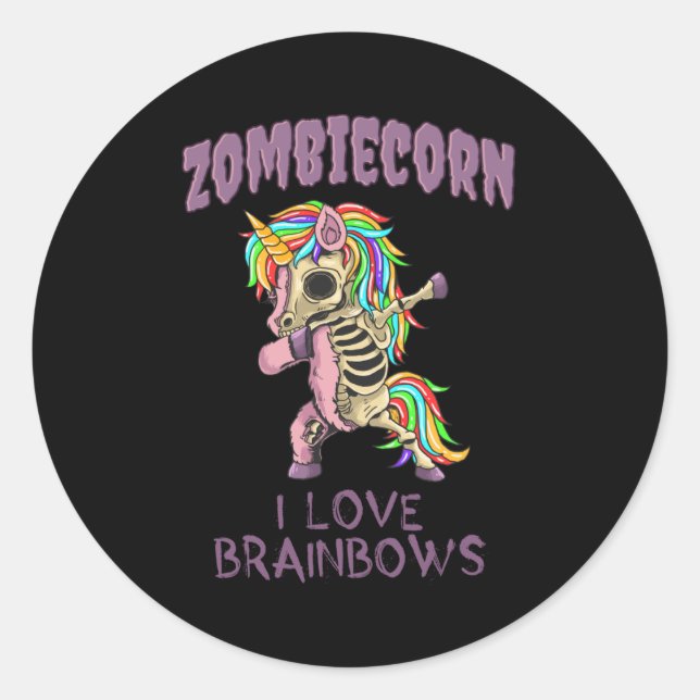 Zombie Unicorn Halloween Dab Zombiecorn Classic Round Sticker (Front)