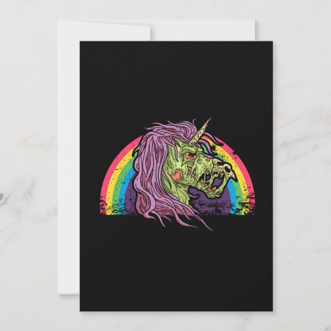Zombie Unicorn Halloween Rainbow Gift Idea Invitation (Front)
